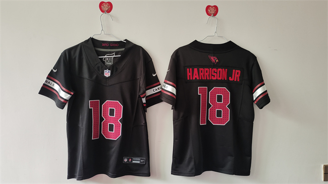 Women's Arizona Cardinals #18 Marvin Harrison Jr Black 2024 F.U.S.E  Stitched Jersey(Run Small)